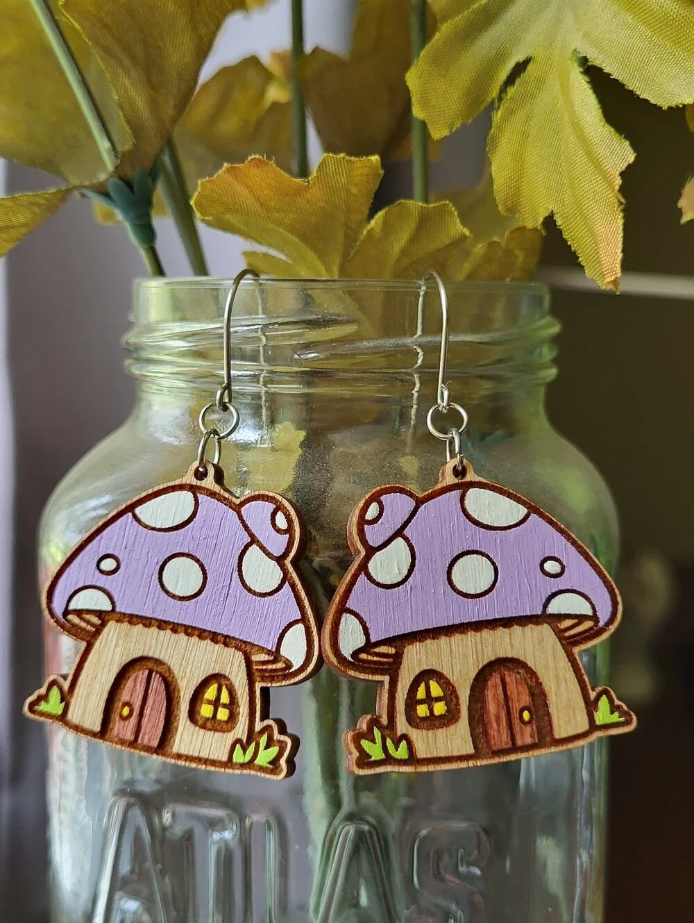 🍄 Mushroom House Earrings